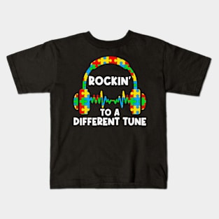 Rockin to a different tune Autism Awareness Gift for Birthday, Mother's Day, Thanksgiving, Christmas Kids T-Shirt